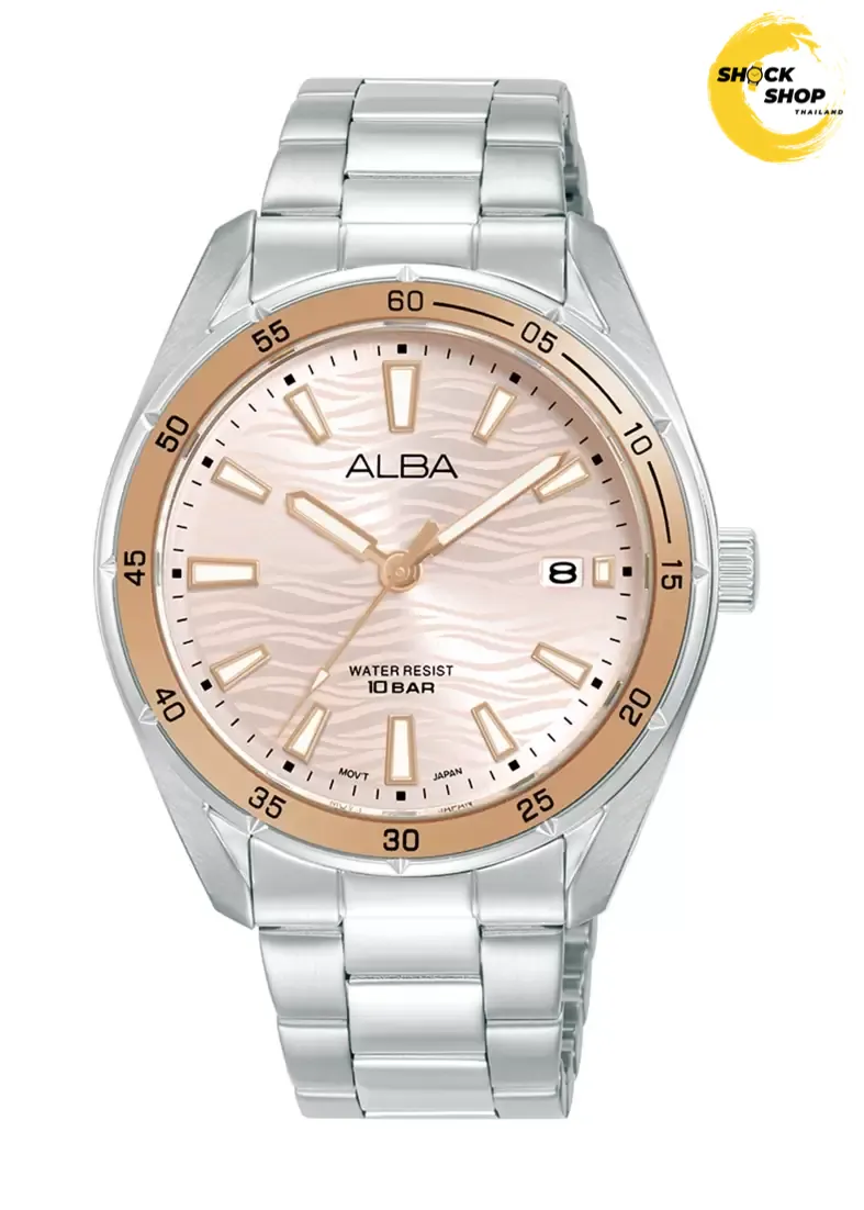 ALBA นาฬิกาข้อมือ ผู้หญิง รุ่น AG8N65X Pink gold patterned dial