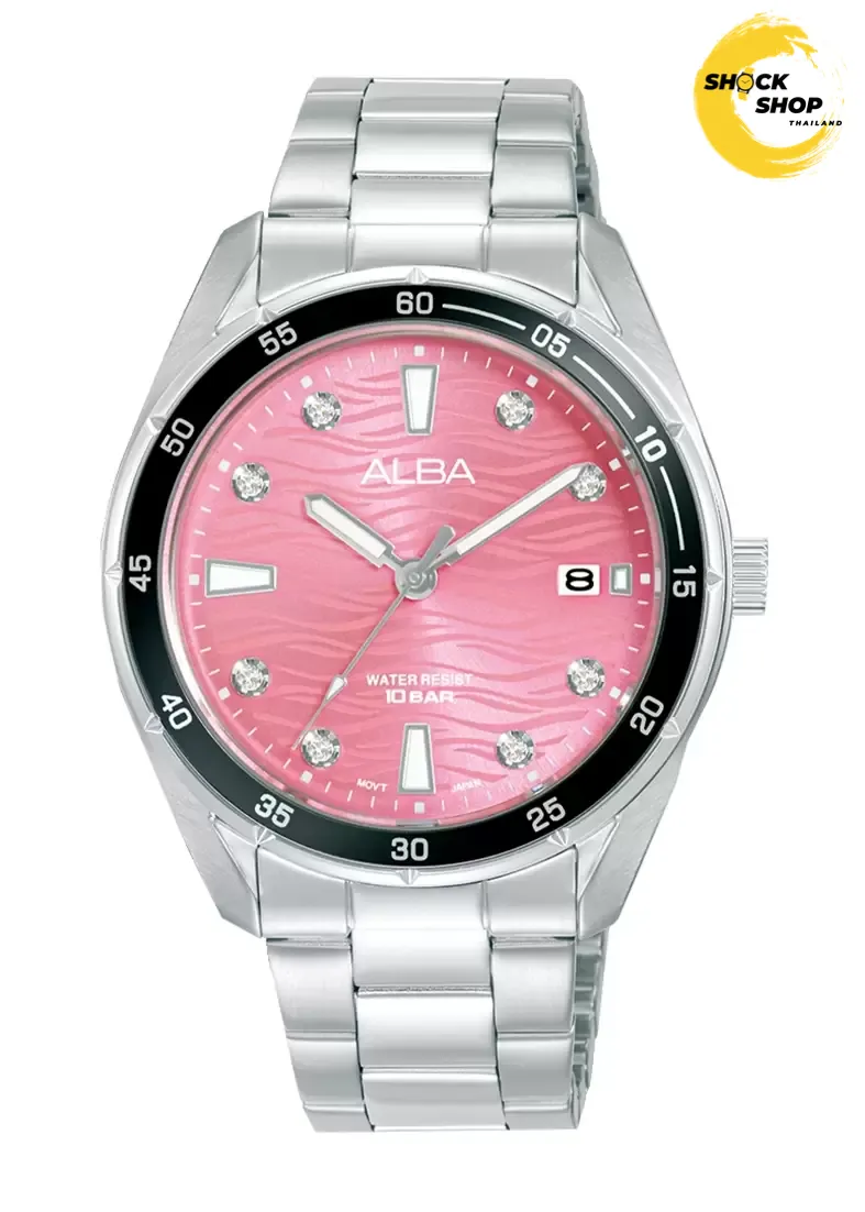 ALBA นาฬิกาข้อมือ ผู้หญิง รุ่น AG8P07X Red patterned dial
