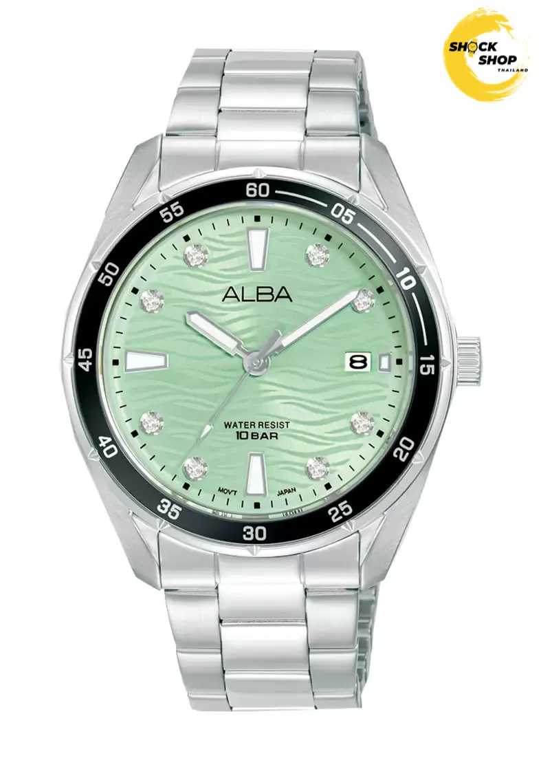 ALBA นาฬิกาข้อมือ ผู้หญิง รุ่น AG8P09X Green patterned dial